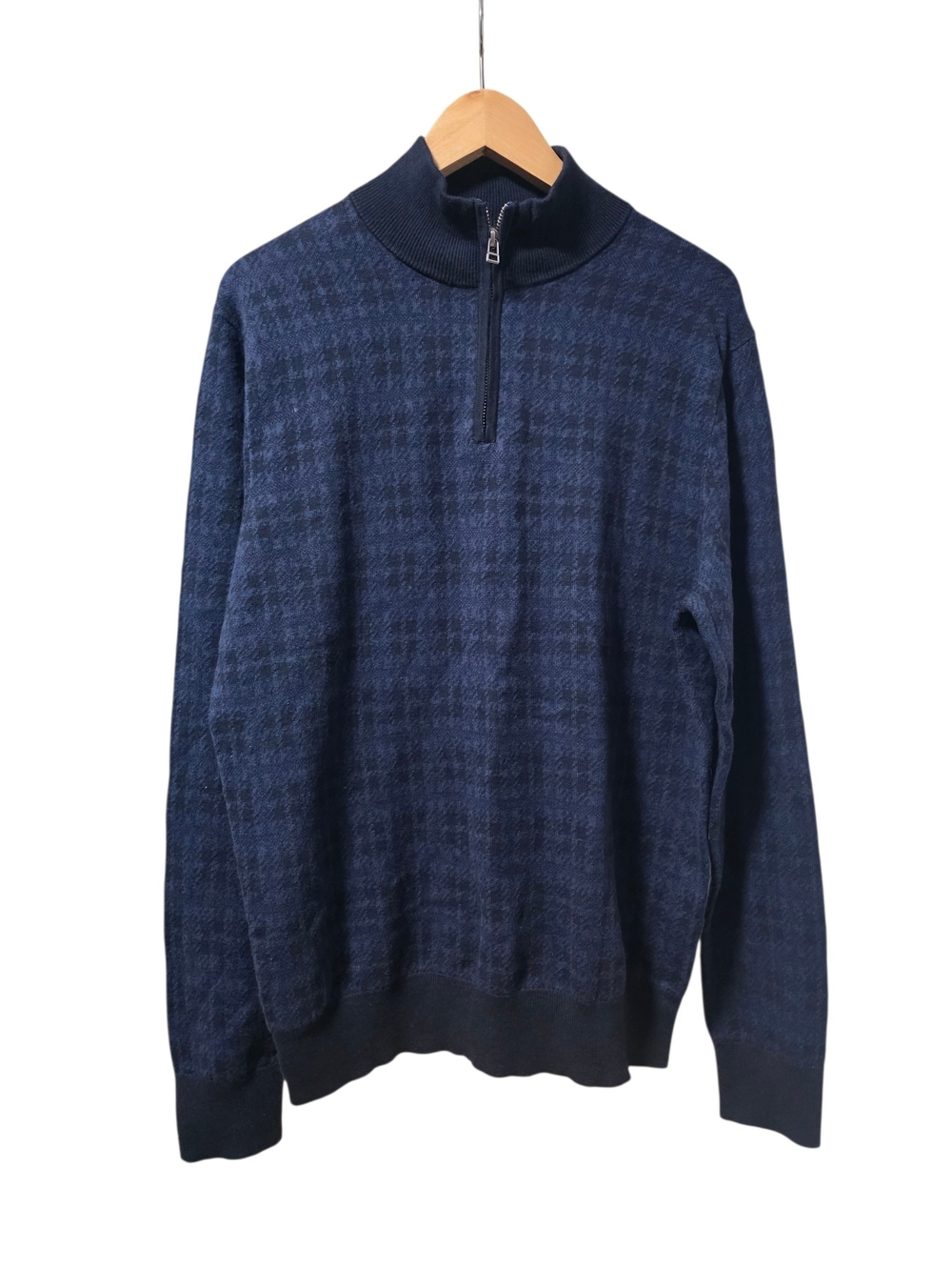 Bonobos Mens Plaid Blue Cashmere Blend Quarter Zip Sweater NWT Size M